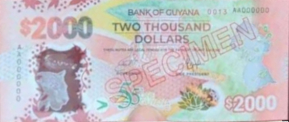 Guyana 2,000 Dollars Banknote, 2021, P-42, UNC, Commemorative, Polymer