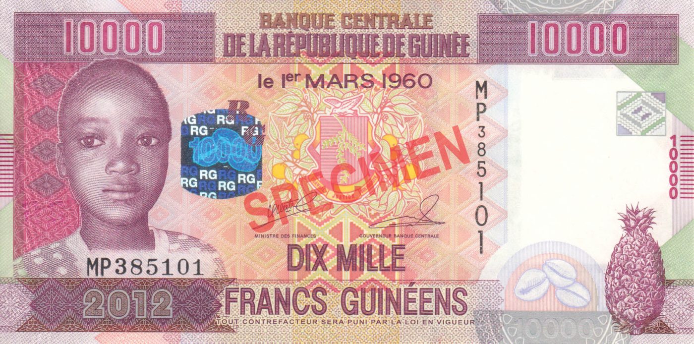 Guinea (Conakry) Withdrawal of banknotes of 10,000 francs of 2012